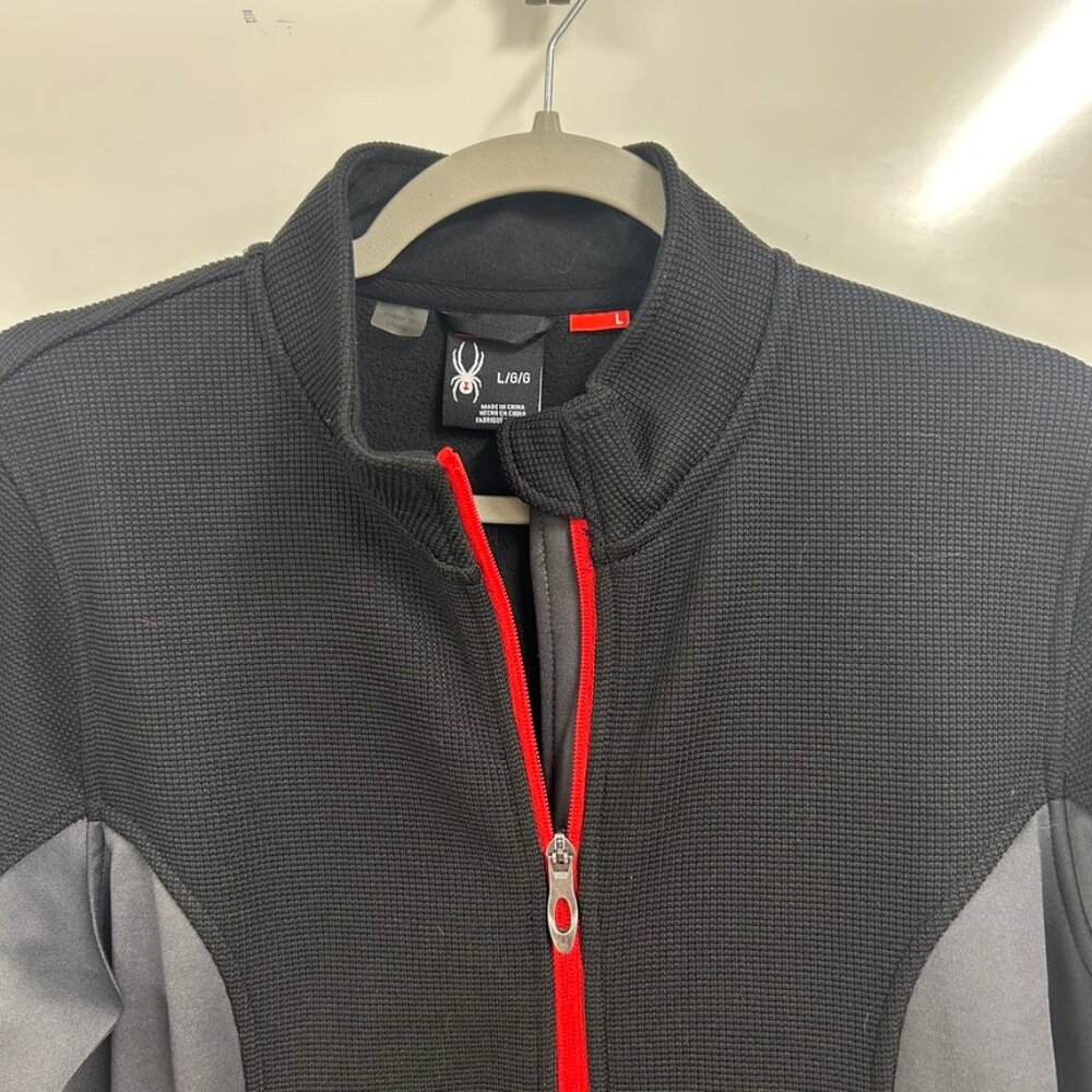 0403 Spyder Women’s Constant Full-Zip Fleece Jacket-Black/Gray/Red Softshell - Picture 3 of 12